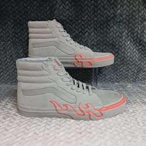 Vans SK8 HI Off the Wall Flame Suede Grey Orange Sneakers Men's Size‎ 10.5